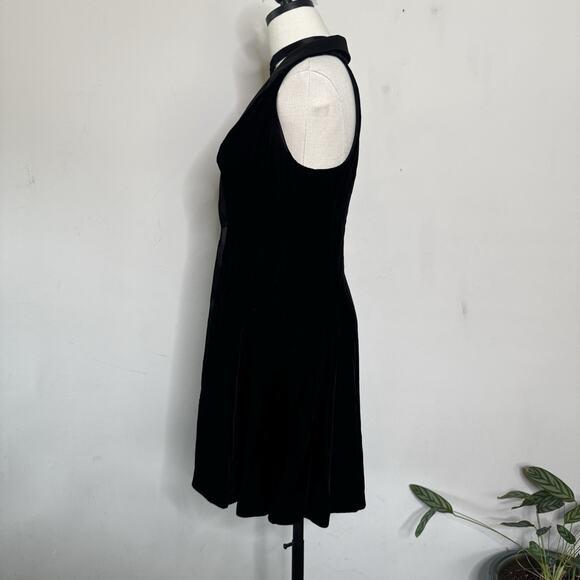 Vintage 90s Black Velvet Tuxedo Vest Dress Embellished Buttons Indie Goth Prom 6 - Picture 3 of 5